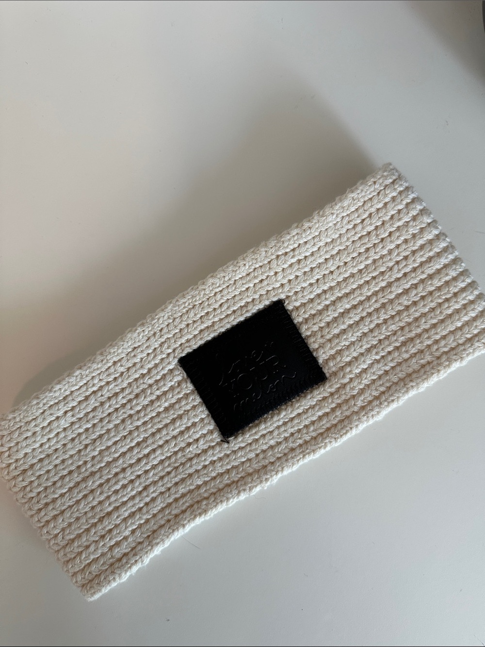 Love Your Melon Cream Knit Headband with Black Patch